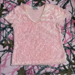 size xs/ small pink furry y2k baby tee